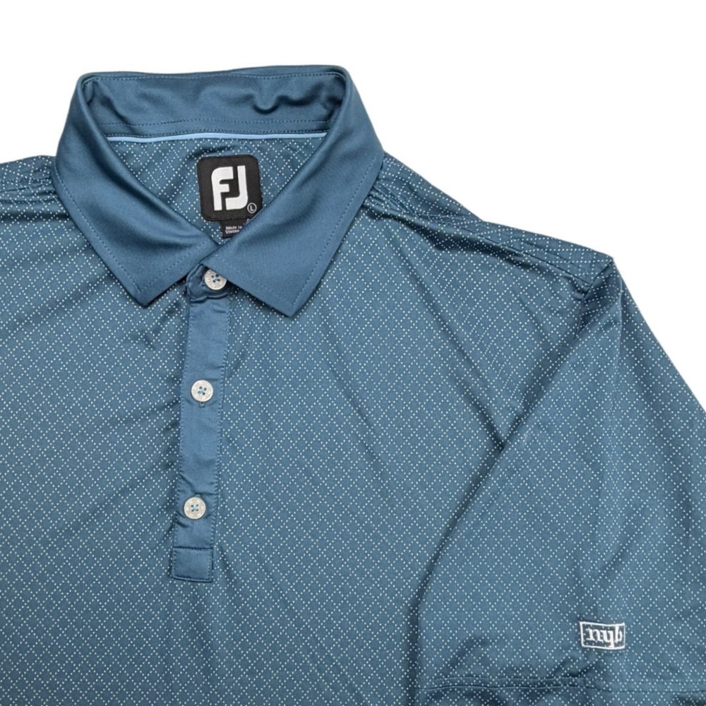 FootJoy FJ ProDry Performance Golf Polo Shirt Mens Large Blue Geometric Dot L